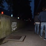 krijt graffiti subwau op muurtje in rotterdam